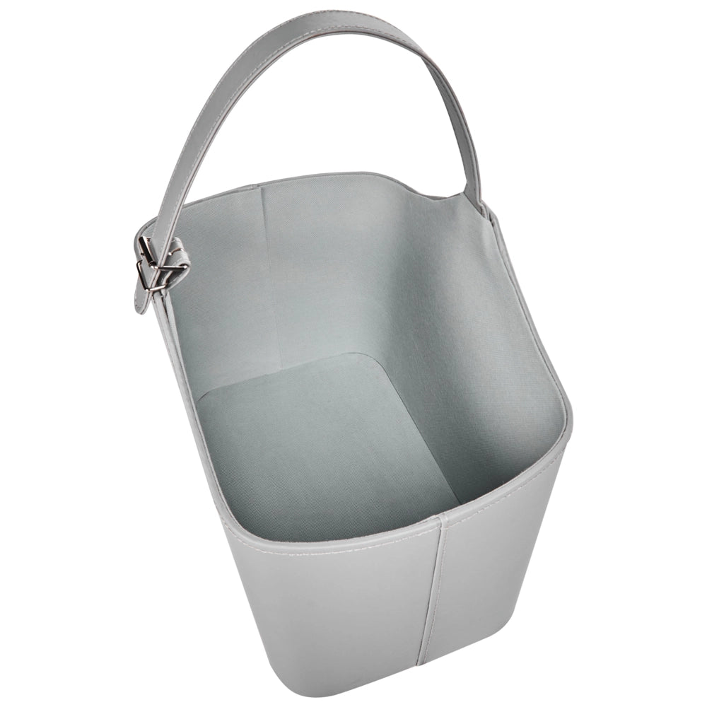 Cestino portaoggetti in ecopelle grigio fatto a mano con maniglie Portariviste tradizionale Design Rustico