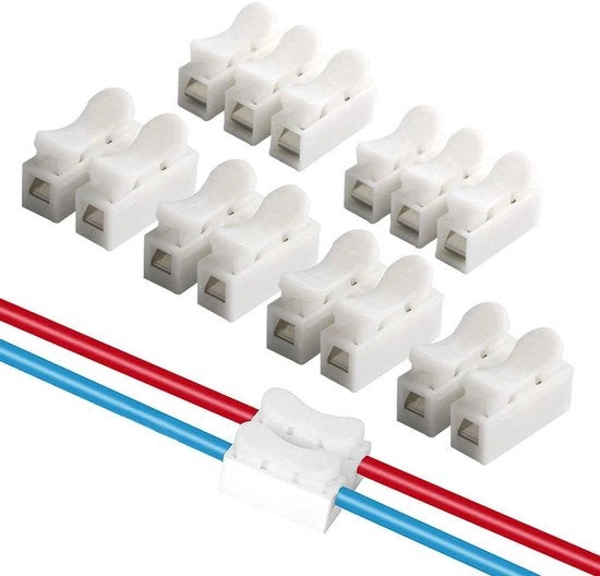 Kit di connettori a filo in acciaio inossidabile da 90 pezzi - Connettore rapido per cavi elettrici - Striscia LED - Connettore a filo - Inclusi 60 pezzi CH2 e 30 pezzi CH3 - Alta qualità
