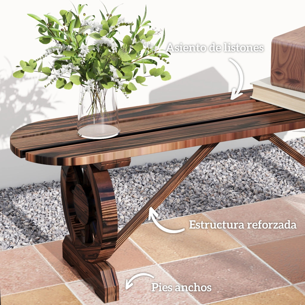 Banco in Legno con Ruote ¨C Zephmum ¨C Grigio 120x39x29 cm