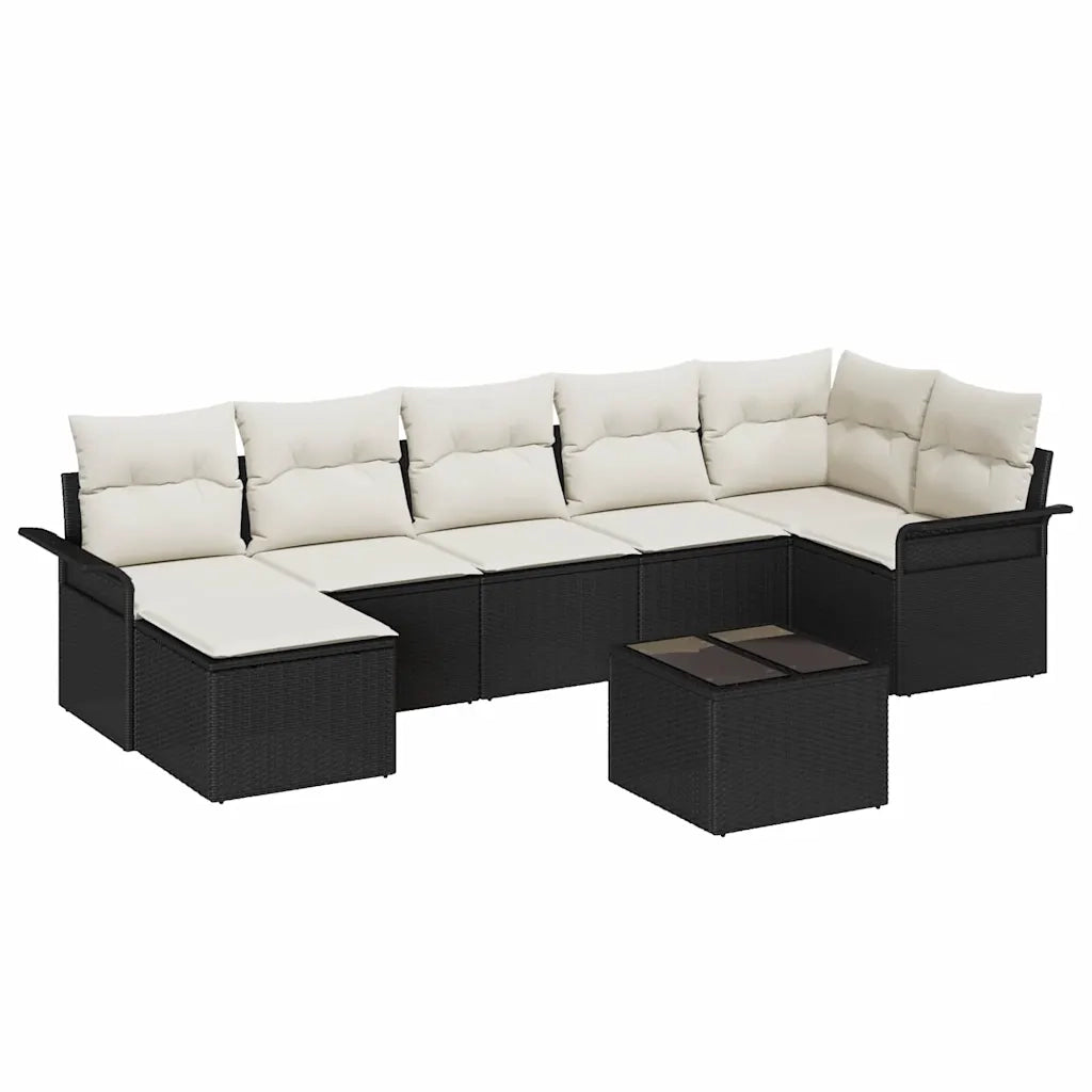 Set Divano da Giardino con cuscino 8 pcs Nero Poly Rattan 3345457