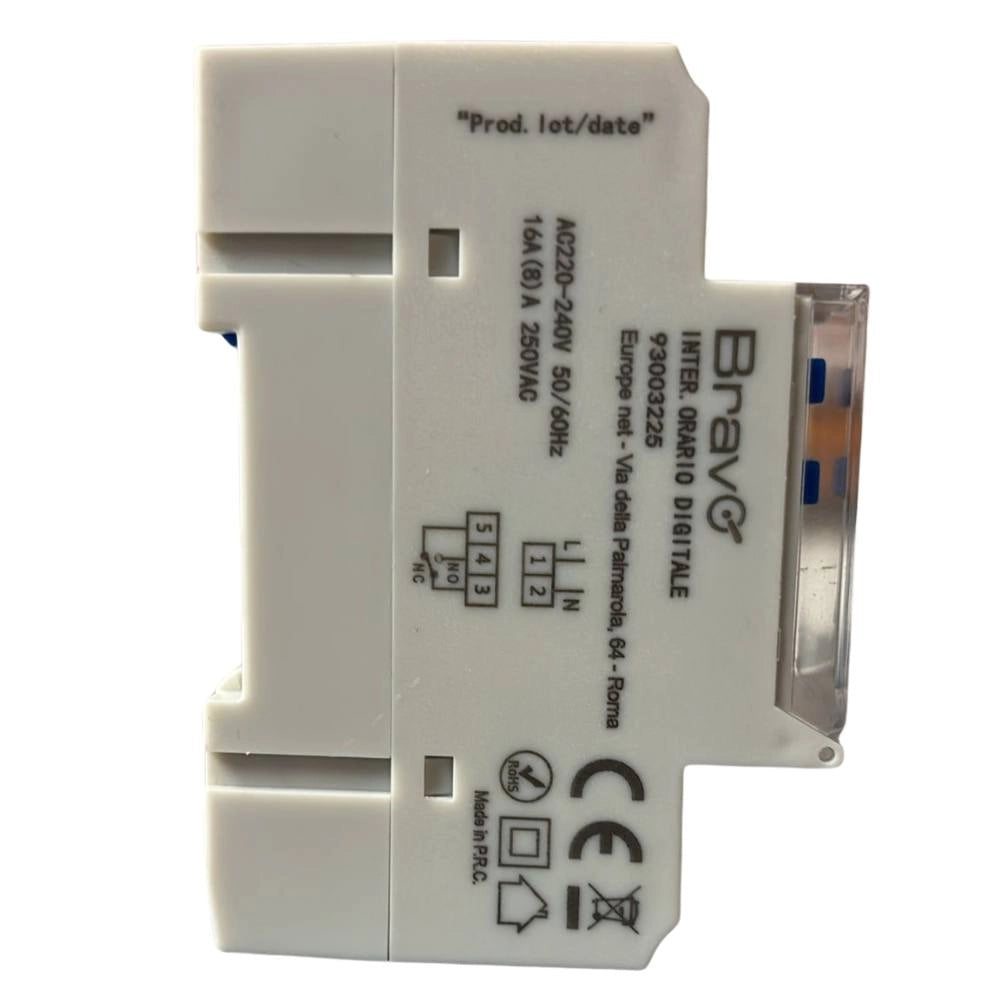 Interruttore orario digitale bravo 93003225 220-240v 16a guida din lcd