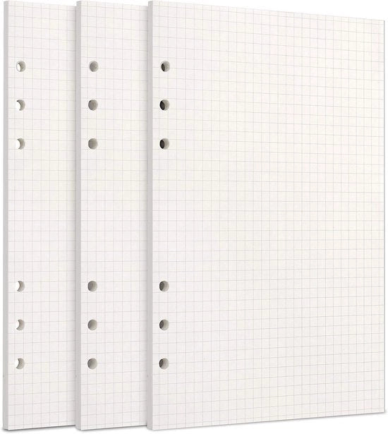 Papier di controllo - Pacchetto da 3 - Navicelle per Quaderno - A5 - 135 Fogli - 6 Buchi - Sostituti di copertina per Giornale - Schizzo - Pittura