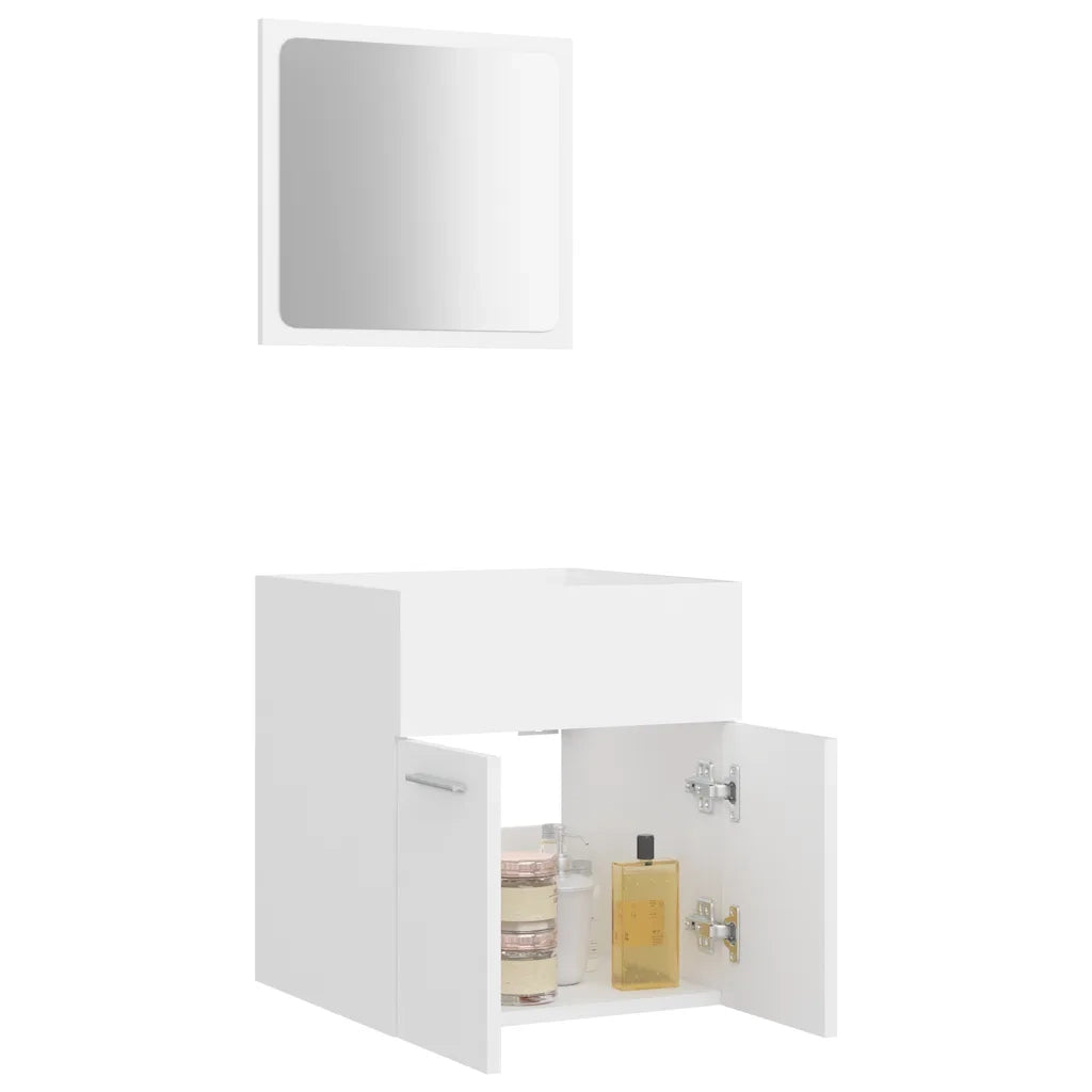 Set Mobili da Bagno 2 pz Bianco in Legno Multistrato cod mxl 55475