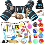 Set di gioco per gatti - Kit di gioco per gatti con tunnel per gatti e palline - Gatto stuzzicadenti e giocattoli topini