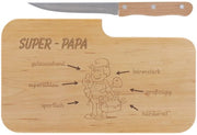 Piatto di snack in legno con incisione "Papà Super" & taglio | 26 x 15 cm | Piatto per colazione, piatto di taglio in legno, piatto di snack | Regalo per uomini, padri, Giornata del Padre