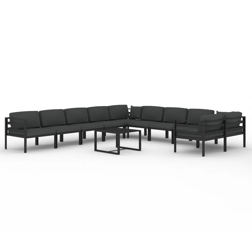 Set Divani da Giardino 11 pz con Cuscini in Alluminio Antracite 3107828