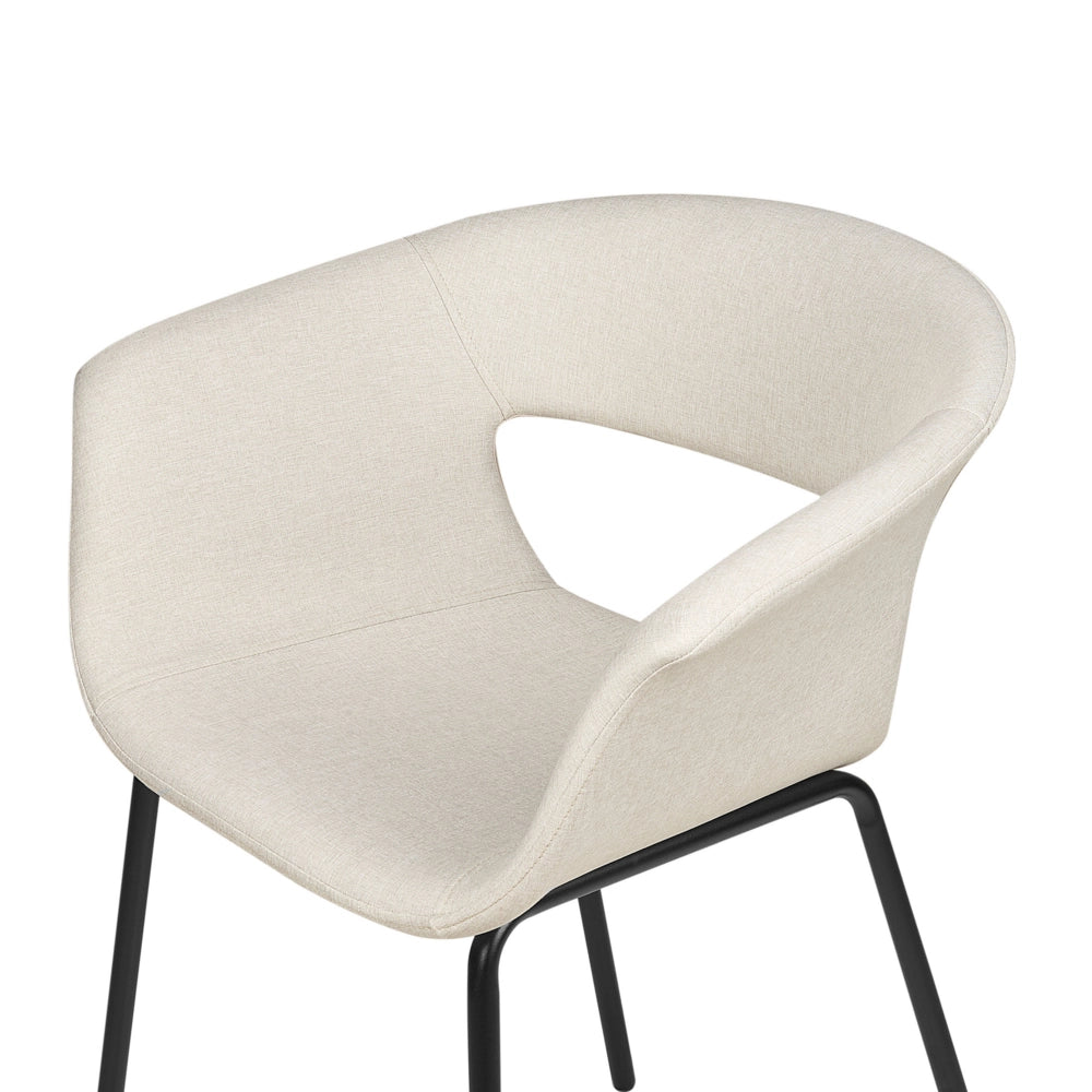 Set di 2 sedie da pranzo Sedute in poliestere beige Gambe in metallo per sala da pranzo cucina