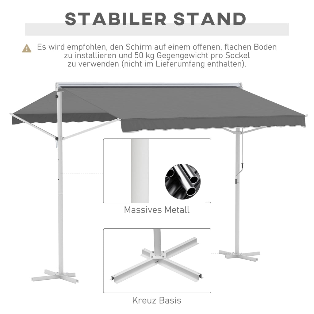 Tenda da sole con manovella per giardino e terrazza ¨C Xylo ¨C grigio 3x3m