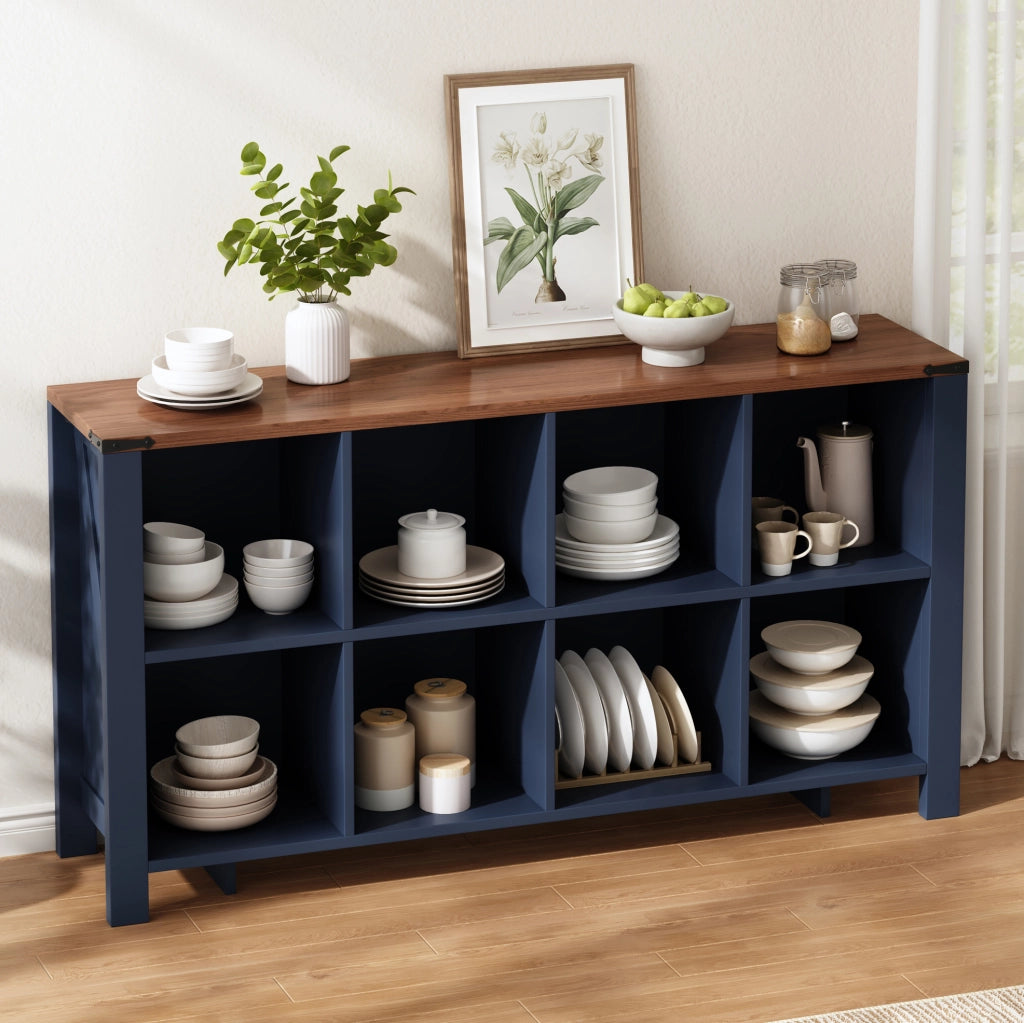 Mobile libreria con 8 vani aperti 140 x 34 x 75 cm in MDF blu