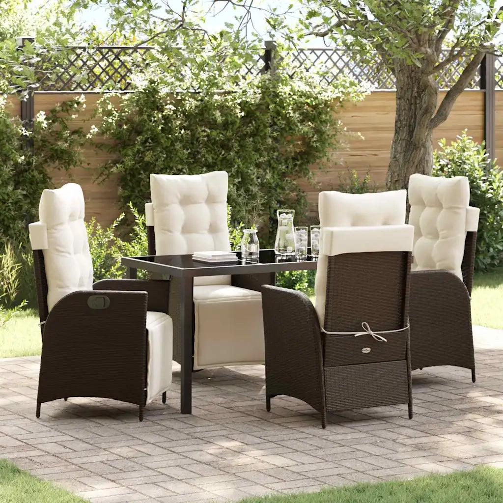 Set da Pranzo per Giardino con cuscino 5 pcs Marrone polyrattan 3380542