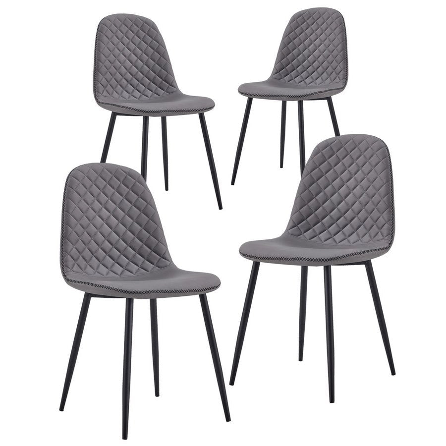 Set 4 Sedie 43x42x86 cm in Similpelle Trapuntata Bella Grigia
