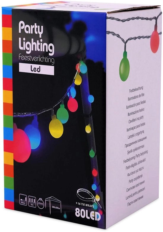 Fari da Terra LED per Feste - Illuminazione Colorata - Lunghezza 19 m - Per Esterno e Interno - Economia di Energie - Ideali per Feste - 80 LED.