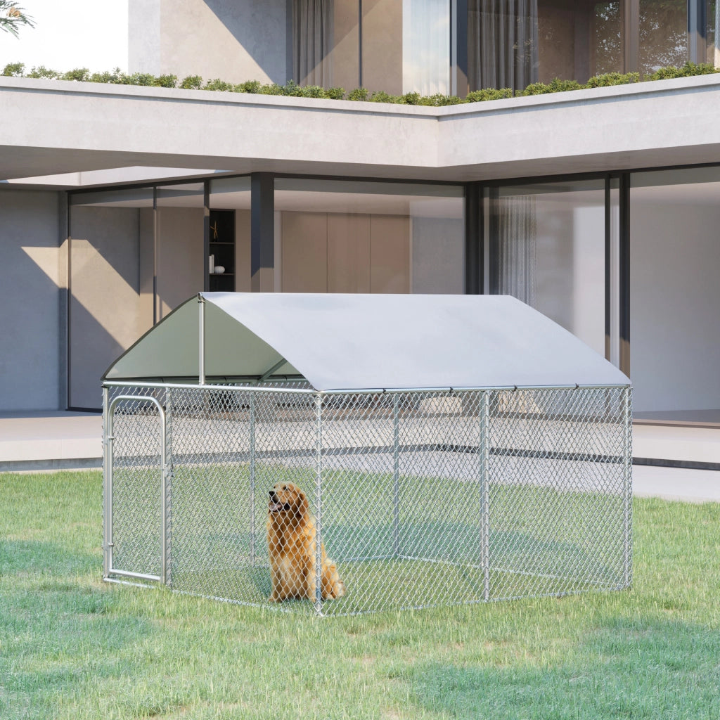 Recinto per Cani con Tetto ¨C Minimal ¨C Grigio 230x230x175 cm