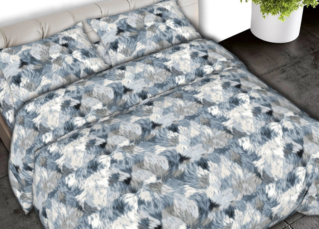 Completo Lenzuola Letto In 100% Cotone Made In Italy Disegni Assortiti C.N - 1 Piazza - Soffice Azzurro