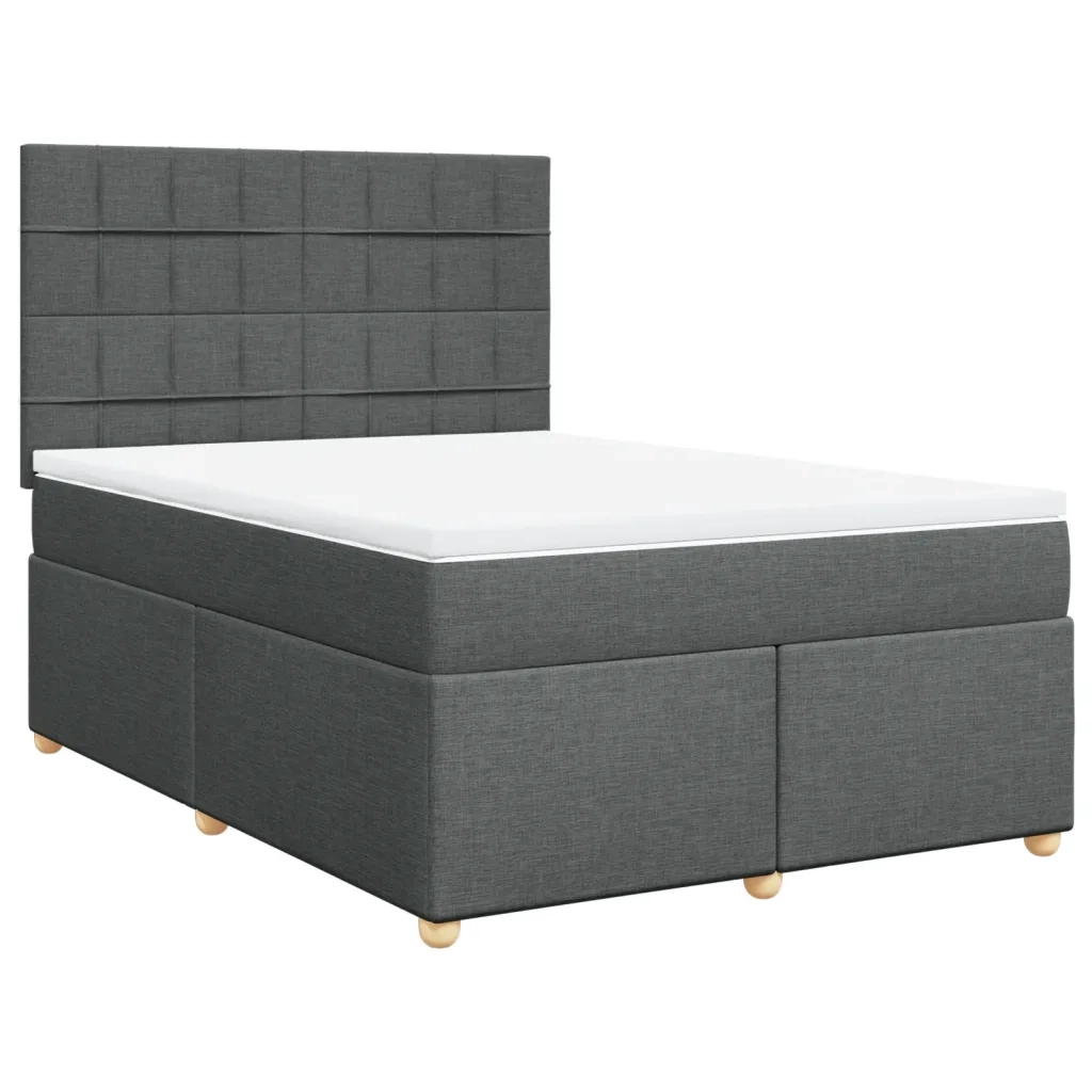 Giroletto a Molle con Materasso Grigio Scuro 140x190 cm Tessuto