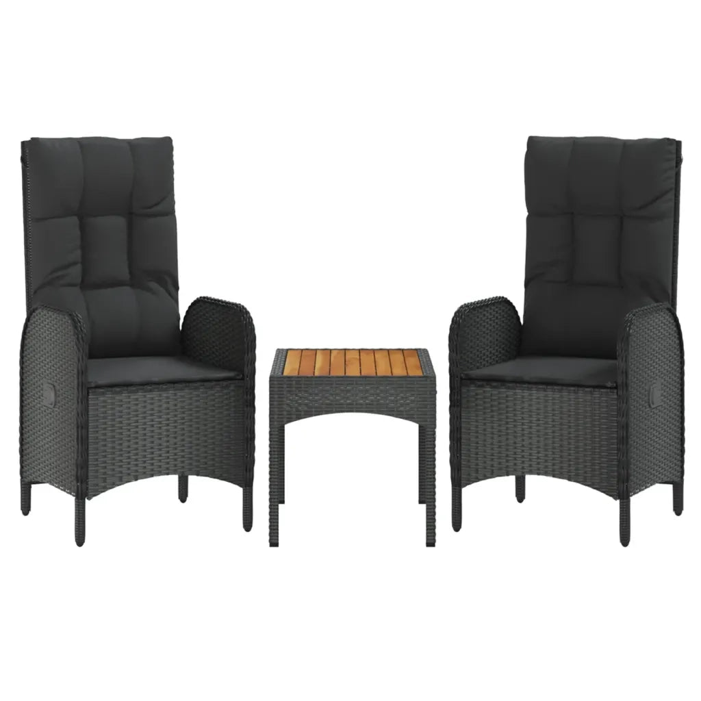 Set da Pranzo da Giardino 4 pz con Cuscini Nero in Polyrattan 3185084