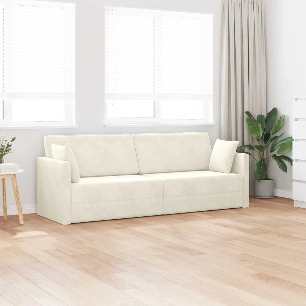 Divano-letto da pavimento Crema 213 x 70 x 77 cm Velluto 4106732