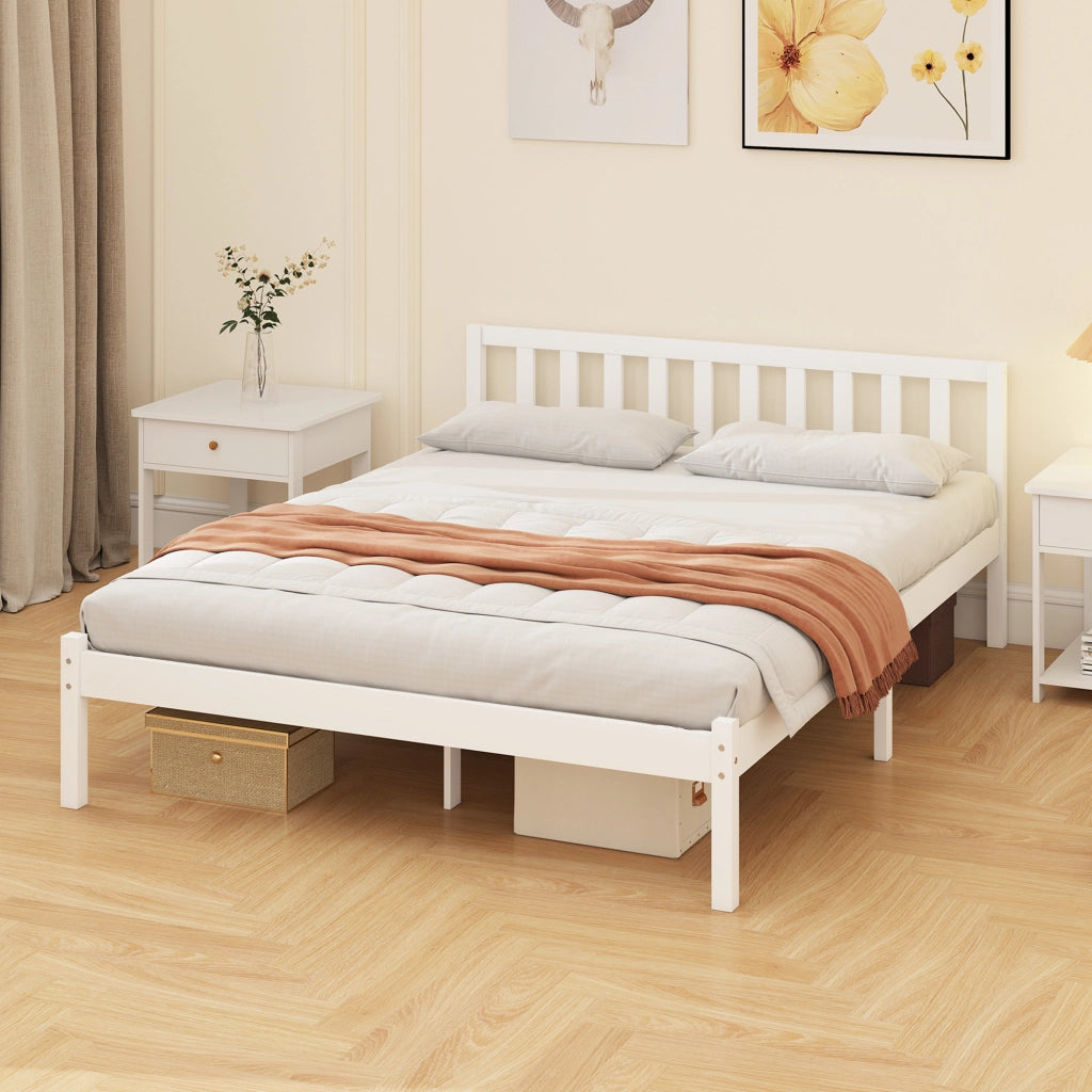 Letto in legno massello con testiera e rete a doghe ¨C Minimal ¨C 140x190 cm