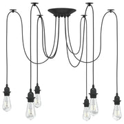 vidaXL Lampada a Sospensione con 6 Portalampada E27 in Metallo Nero