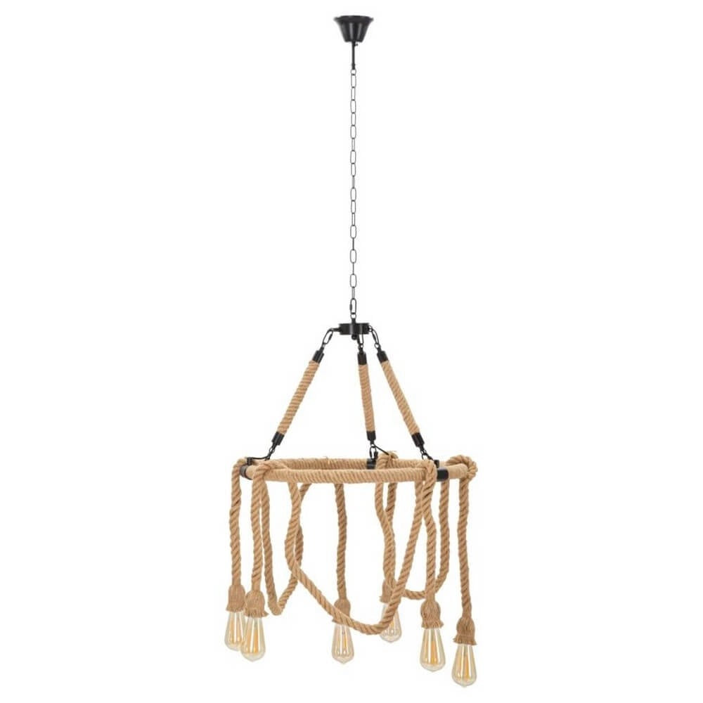 Lampadario Cerchio in Corda cm Ø 64X90 - ROPEIRCLE