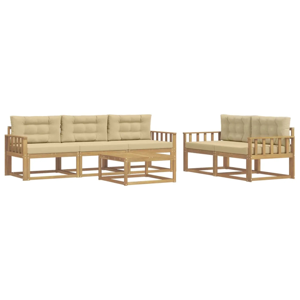Set di divani da esterno 6 pz Bianco e Beige 3386057