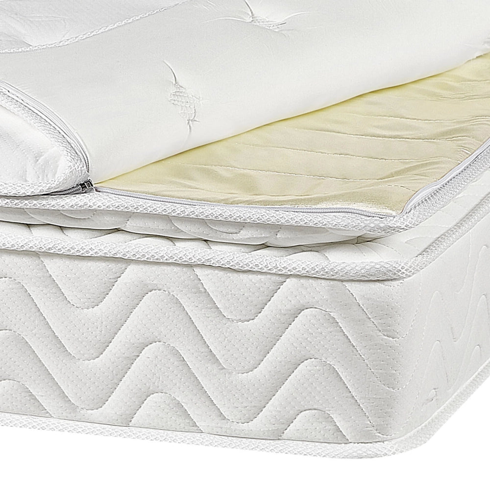Materasso a molle insacchettate Tessuto di bambù bianco 90 x 200 cm 5 zone Rivestimento sfoderabile medio rigido