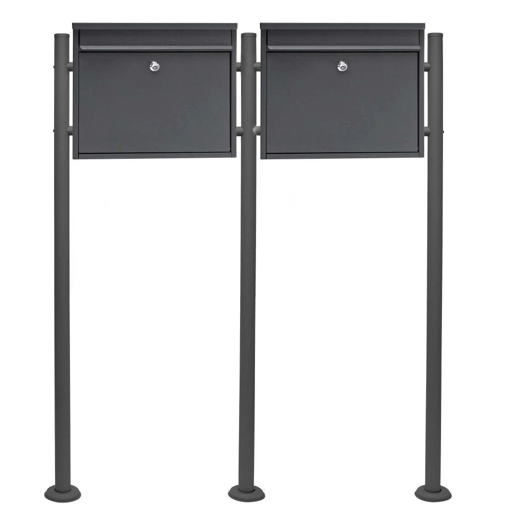 Set Cassetta postale doppia autoportante V13 antracite con telaio di supporto