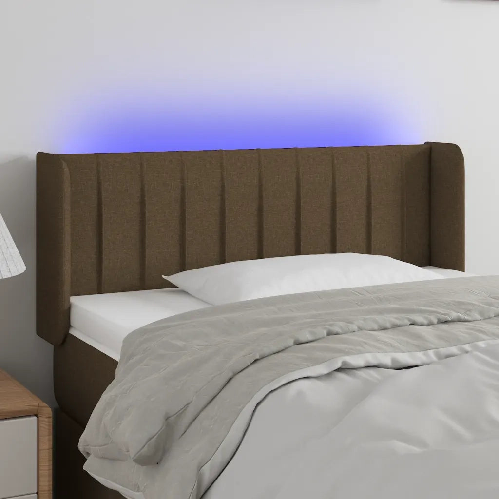 Testiera | Testata a LED Marrone Scuro 103x16x78/88 cm in Tessuto