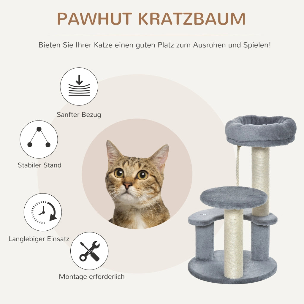 Tiragraffi per gatti con letto e piattaforma ¨C zephmum ¨C 65 cm grigio