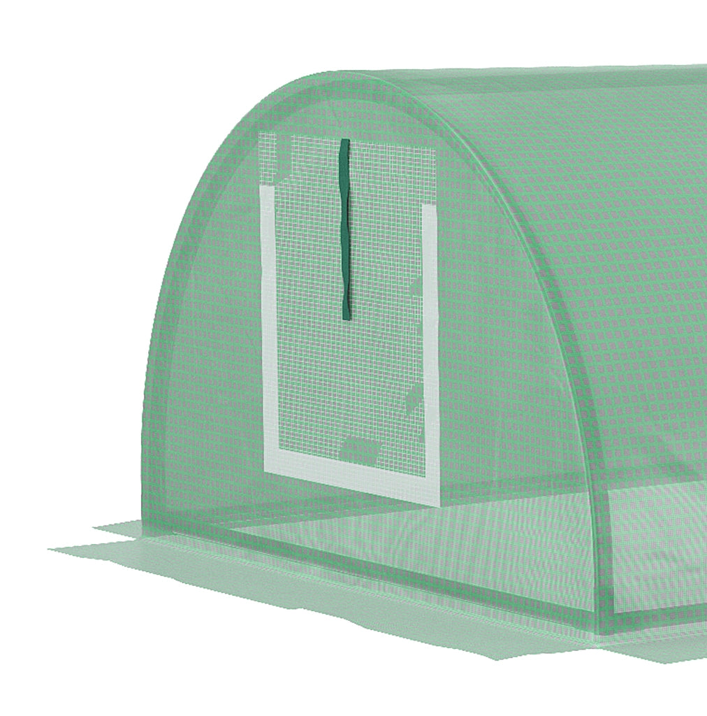 Mini serra tunnel verde con 4 finestre in rete 200x80x45 cm