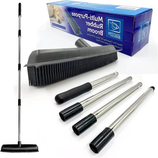 Aspirapolvere per tappeti - Pennello in gomma - Polvere per pavimenti interni - Pennello per tappeti - Pennello in silicone - Rimozione pelo di animali domestici - Manico lungo ripiegabile - Pulizia pavimento della cucina - Pennello per pulizia pavimenti