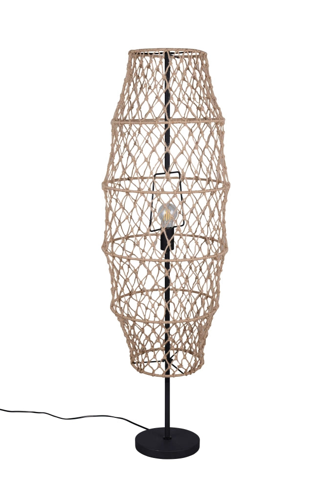 Piantana, canapa e metallo, naturale e nero, H 120 cm, Hive
