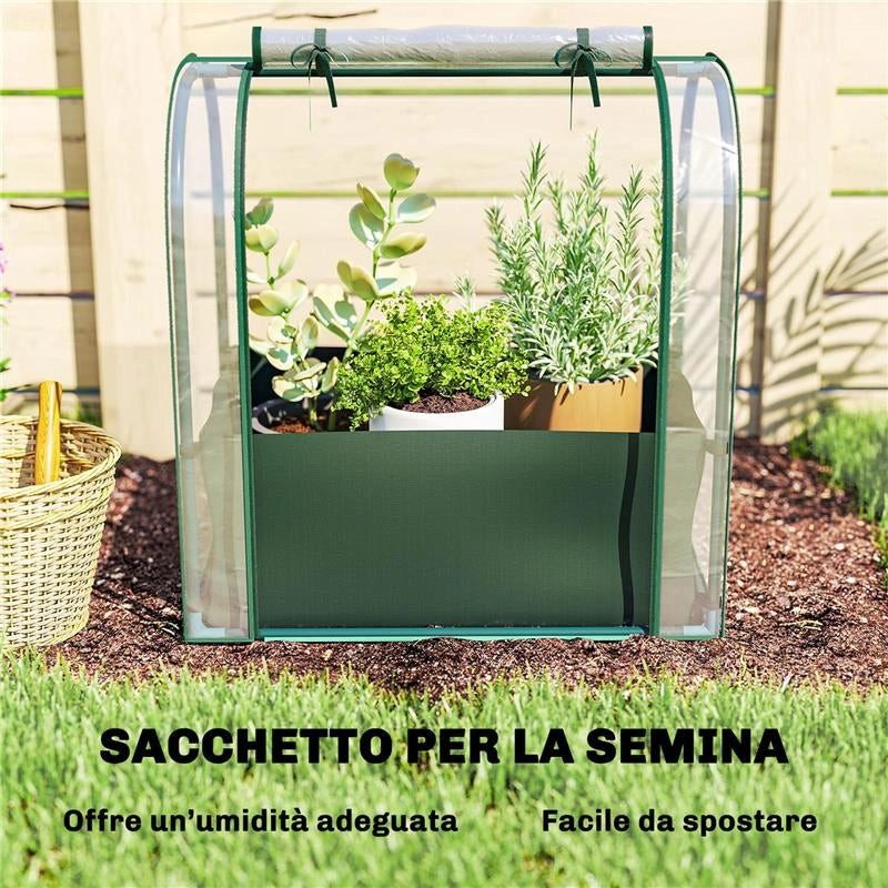 MINI SERRA CON BORSA PER COLTIVAZIONE E PORTA AVVOLGIBILE, 68X50X70 CM, VERDE SCURO
