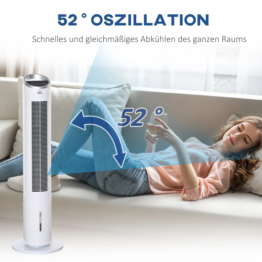 Ventilatore da Torre con Raffreddamento ad Acqua e Telecomando ¨C zephmum ¨C Bianco 30x30x100.8 cm