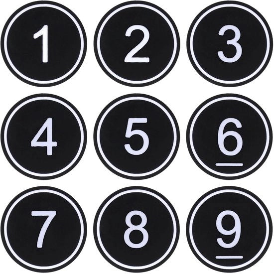 Etichette numeriche in plastica grava, pacchetto da 50, idonee per ristoranti e bar, dimensioni 3,5 cm, acqua e luce resistente, leggere.