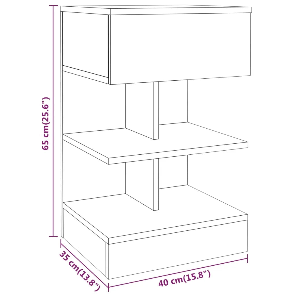 Comodino Grigio Sonoma 40x35x65 cm in Legno Multistrato 816043