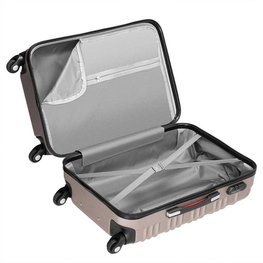 Set 4 Valigie Rigide con Ruote Easy Roll Trolley Bagaglio mano Viaggio Champagne