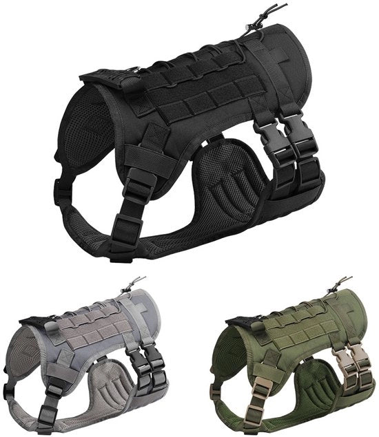 Alzacollo Tattico per Cane da Servizio | Configurabile – Resistenza Militare di Alta Qualità per Allenamento e Esterno (Nero, L)