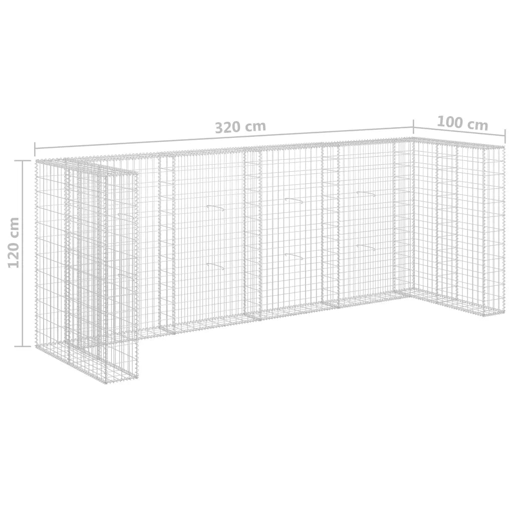 Gabbione per Bidoni in Acciaio Zincato 320x100x120 cm CFW4134250