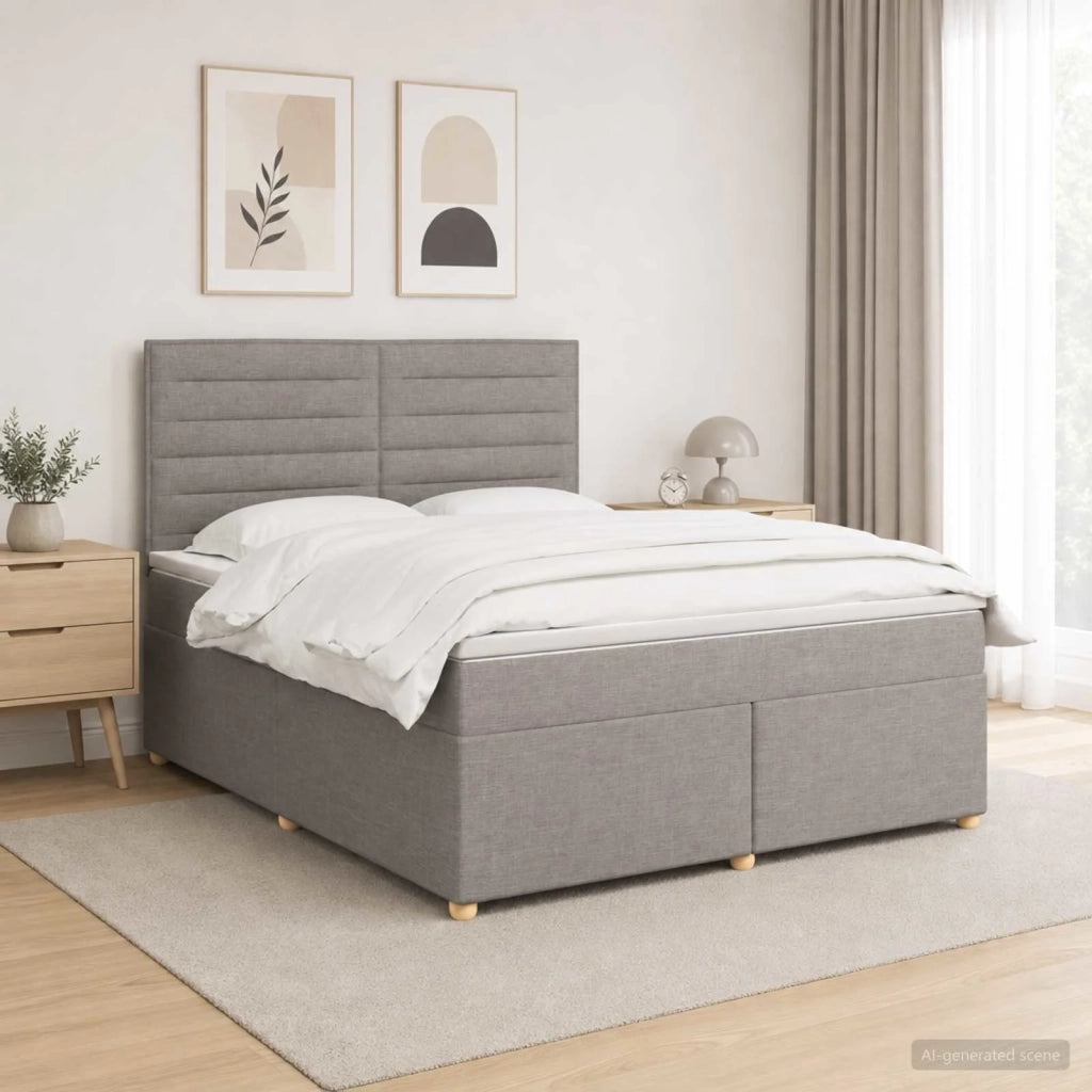 Letto box spring con materasso Tortora 140 x 200 cm Tessuto 3455361