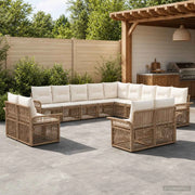 Set Divano da Giardino 13 pz Beige e Bianco Crema polyrattan 3435012