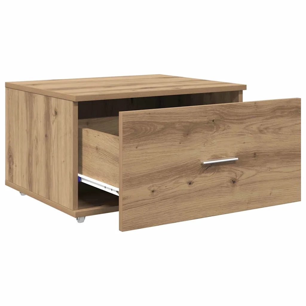 Cassettiera moderna e pratica per soggiorno o ufficio 55 x 45 x 31 cm finitura rovere ingegnerizzato realizzata artigianalmente 02_0052200