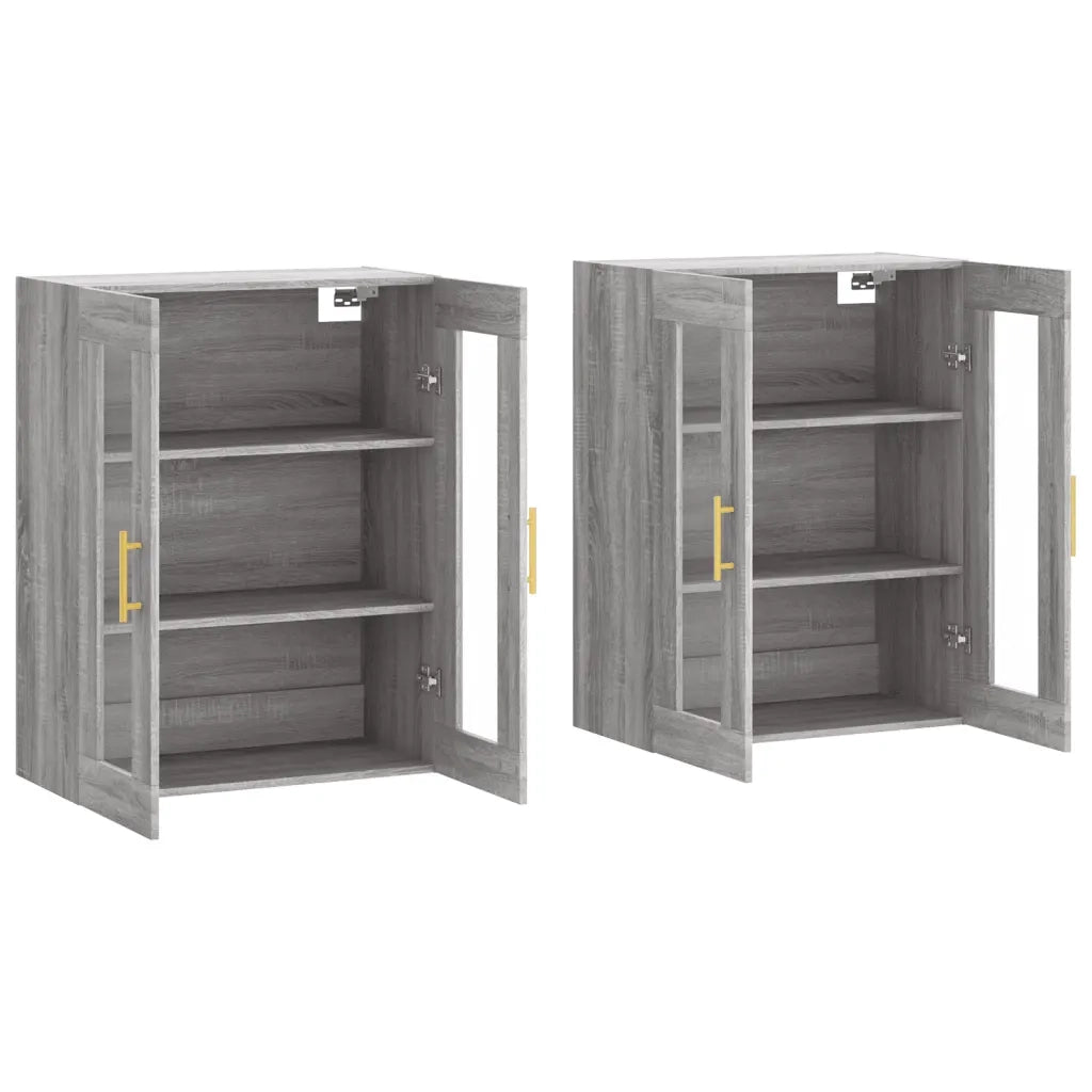 Armadietti a Parete 2 pz Grigio Sonoma in Legno Multistrato 3197935