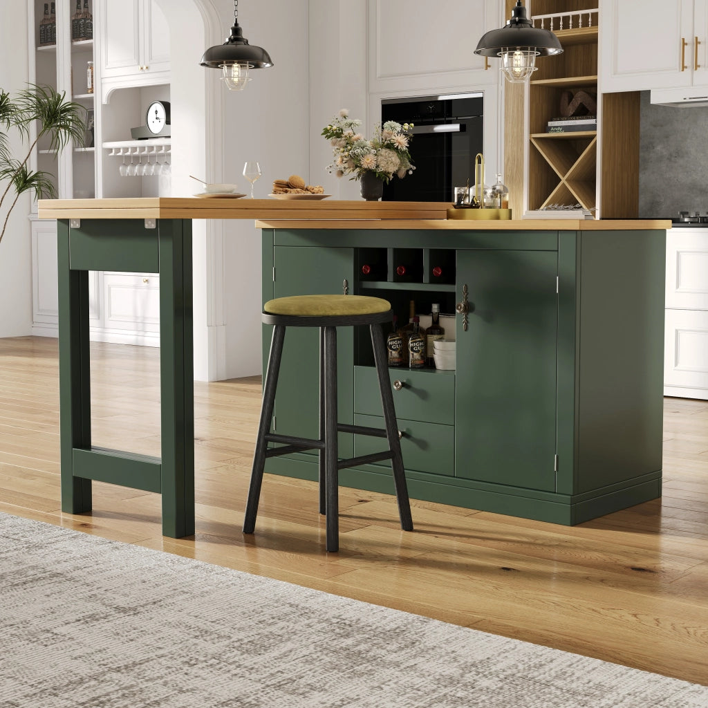 Tavolo da bar estensibile 360¡ã - Zephmum- Regolabile 120-180cm, verde scuro