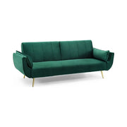 CANAPÉ DROIT DANNA VERT ÉMERAUDE – Canapé scandinave convertible en velours avec pieds en métal
