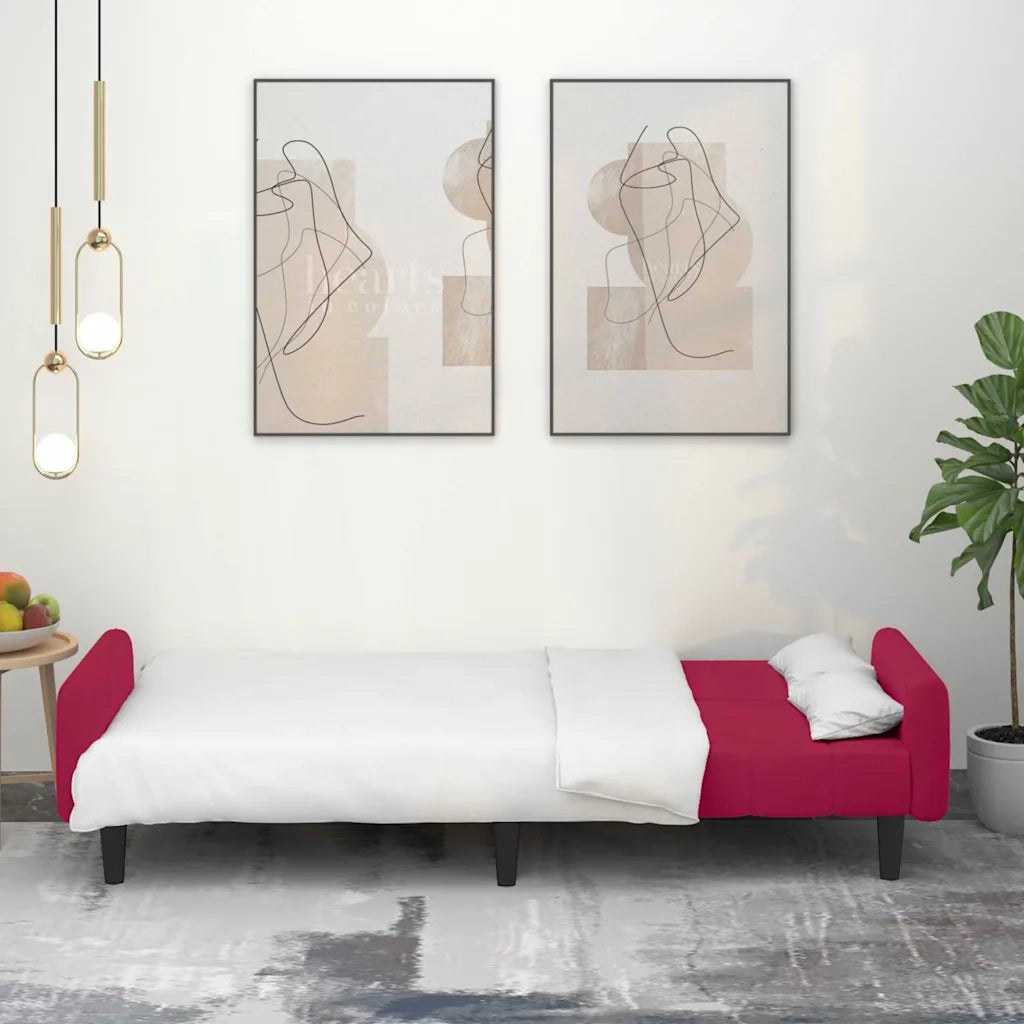 Divano letto | Sof¨¤ letto | Letto singolo a 2 Posti Rosso Vino in Velluto