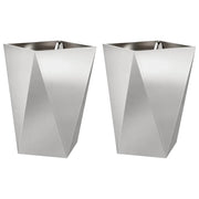 2 pz Fioriera | Cassetta per fiori | Vaso Argento 50 x 50 x 75 cm Acciaio inossidabile