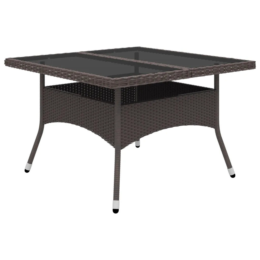 Set da Pranzo da Giardino 9 pz in Polyrattan e Vetro Marrone