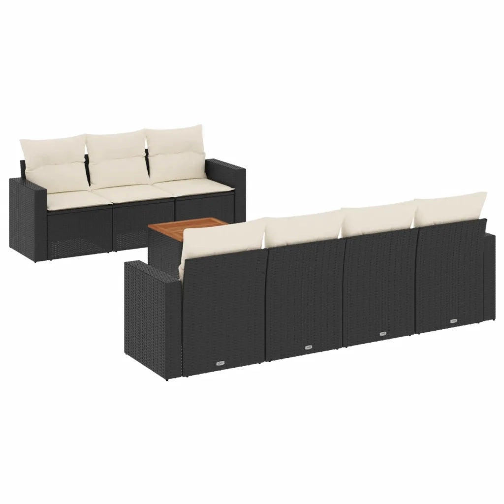 Set Divani da Giardino con Cuscini 8 pz Nero in Polyrattancod mxl 90823
