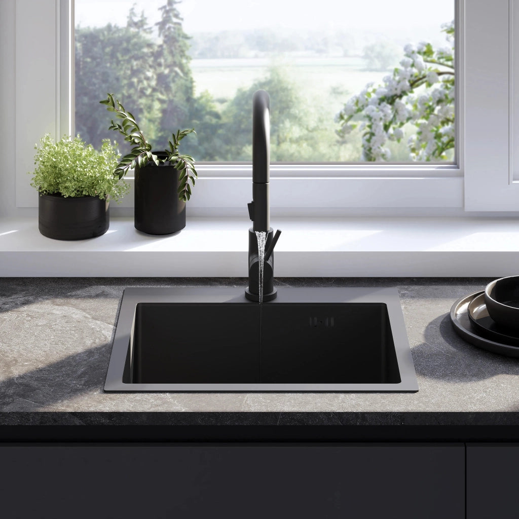 Lavello In Acciaio Leo 50 Black senza rubinetto da cucina